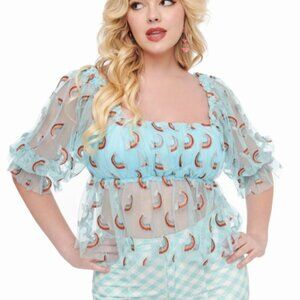 Smak Parlour x Unique Vintage Sky Blue Rainbow Pride Top